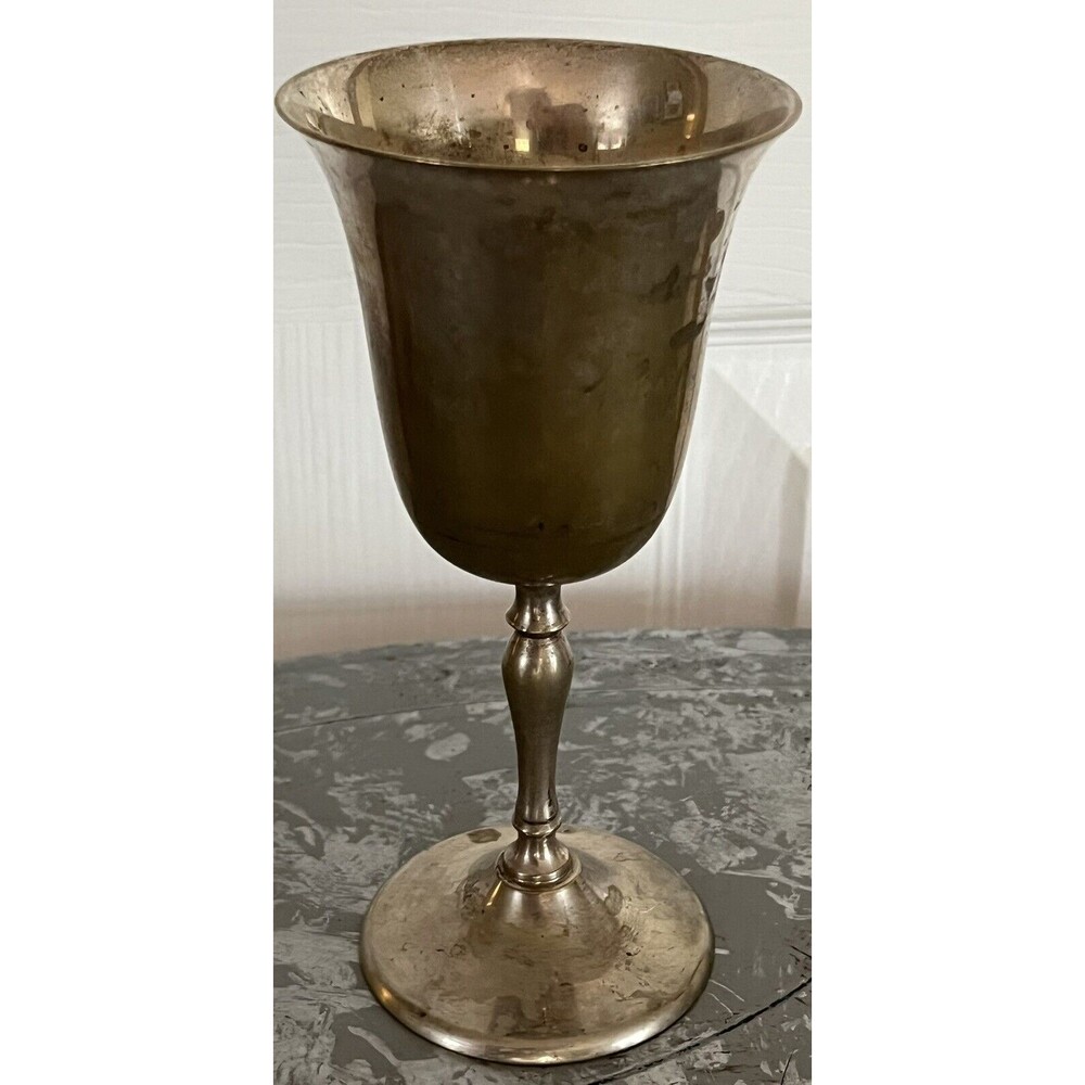 Vintage‎ Wine Goblet Silverplate Chalice India EPNS Marking Natural Patina Cup